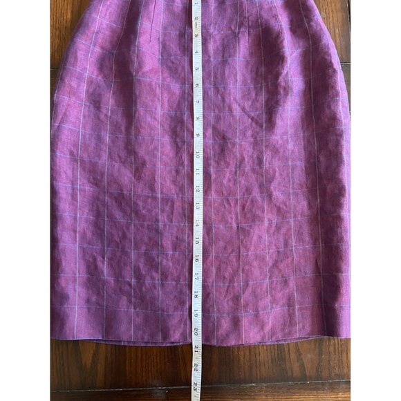 Vintage 90's Linda Allard Ellen Tracy Purple Linen Pencil Skirt 2 Petite Mini - Picture 8 of 8